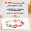 “Grandmother & Granddaughter Forever Linked” Peach Blossom Knot Bracelet card creative
