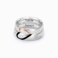 Half Heart Two Tone "Real Love" Ring for female and male stack together on white background