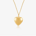 gold Minimalist Heart Locket Necklace on white background