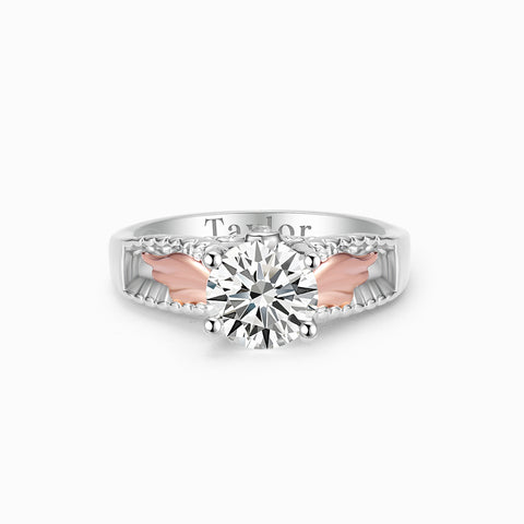 I'm a Wife to a Husband Personalized Circle Wings Memorial Ring on white background