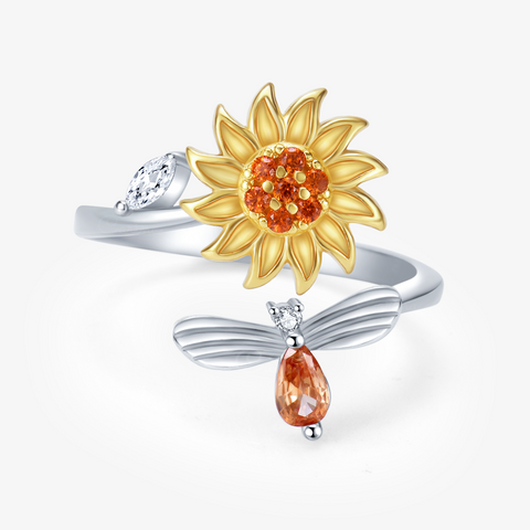 sunflower spinner ring on white background