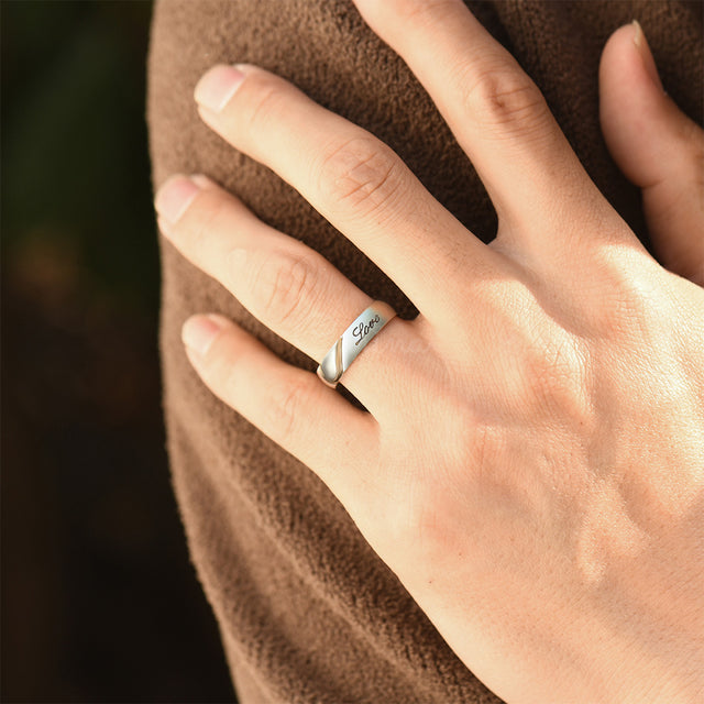 male wearing Half Heart Two Tone "Real Love" Ring