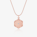 Pentagon Locket Necklace in rose gold on white background