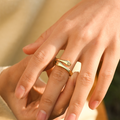 model wearing gold Custom Hug Ring