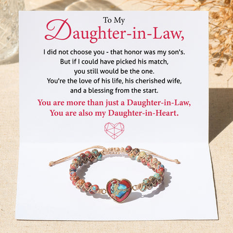 Card message of You Are My Daughter-in-Heart Jasper Heart Bracelet