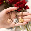 rose gold, silver, and gold coordinate engraved compass necklaces