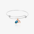 silver Personalized Birthstone Initial Bracelet on white background