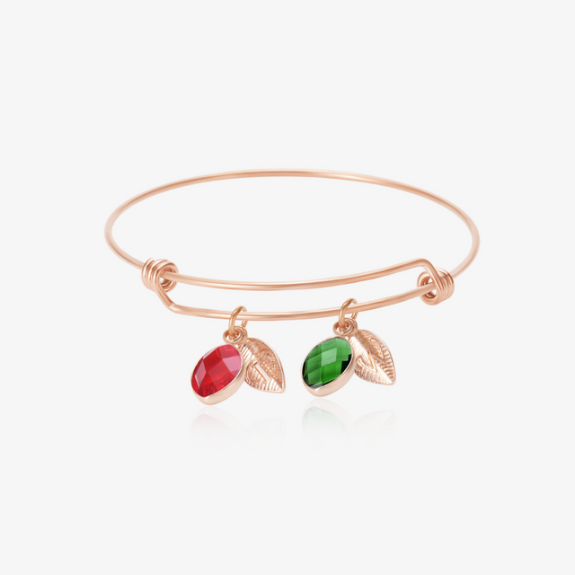 rose gold Personalized Birthstone Initial Bracelet on white background