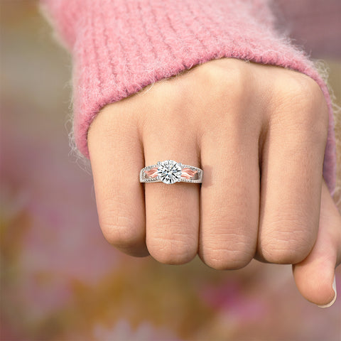 Circle Wings Memorial Ring worn by a female model