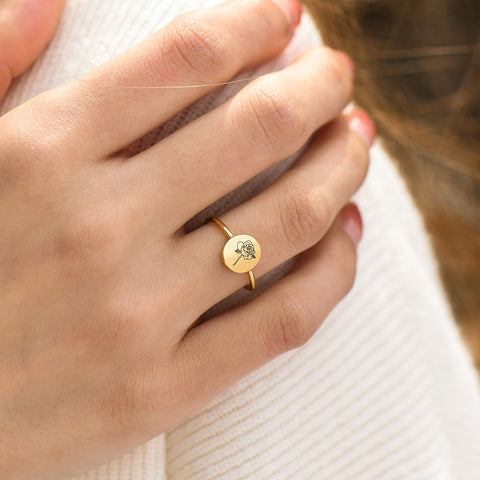model wearing the Birth Flower Statement Ring
