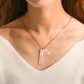 model wearing the rose gold variant of Custom Bar and Heart Necklace