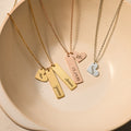 creative image of Custom Bar and Heart Necklace in gold, silver, and rose gold variants