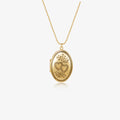 Double Heart Locket Necklace on white background