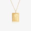 gold Cross Photo Box Locket Necklace