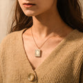 model wearing Personalized Book Locket Necklace