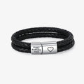 Personalized Braided Leather Bracelet on white background