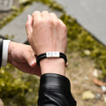 male model wearing Personalized Braided Leather Bracelet