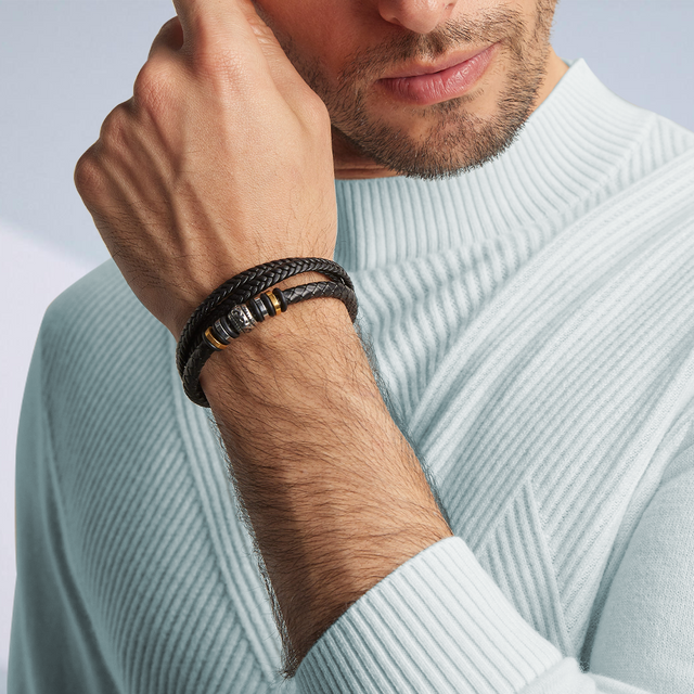 Model wearing To My Son, My Love For You Is Forever Double Row Bracelet