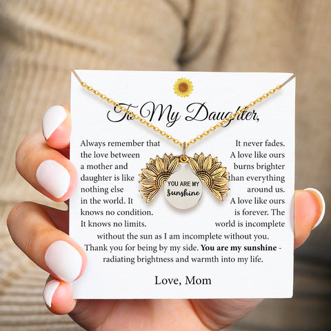 To My Daughter, You Are My Sunshine Personalized Necklace card design and message