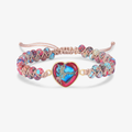 To My Granddaughter Love You Forever Jasper Heart Beaded Bracelet on white background