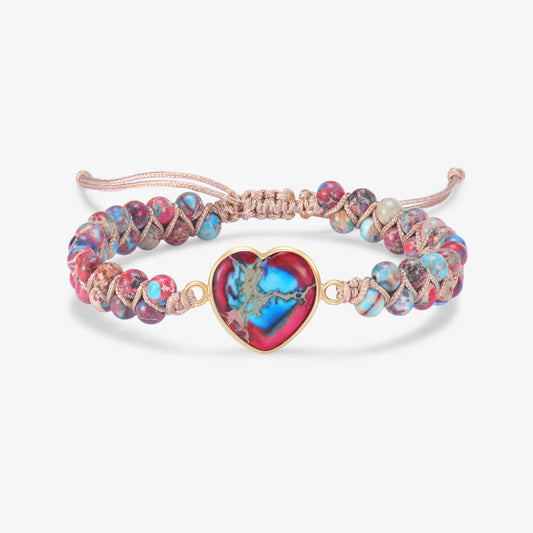 You Are My Daughter-in-Heart Jasper Heart Bracelet red variant on white background