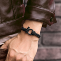 Male Model wearing black Mother and Son Forever Linked Together Nautical Bracelet