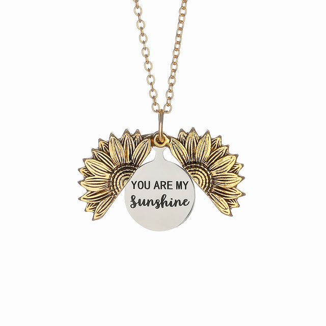 gold Sunshine Personalized Necklace on white background