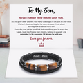 Card Creative of To My Son, Love You Forever Natural Tiger Eye Leather Bracelet