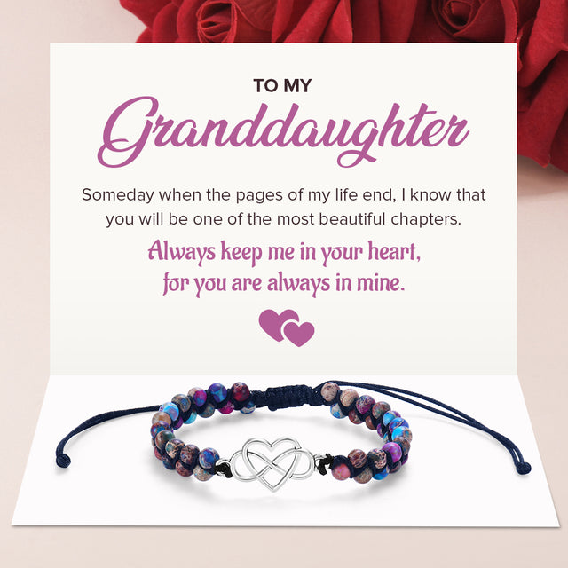 To My Granddaughter, Always In My Heart Beads Bracelet card creative