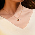 Model wearing Personalized Heart Photo Necklace