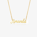 Gold Personalized Fairy Name Necklace on a white bakground.