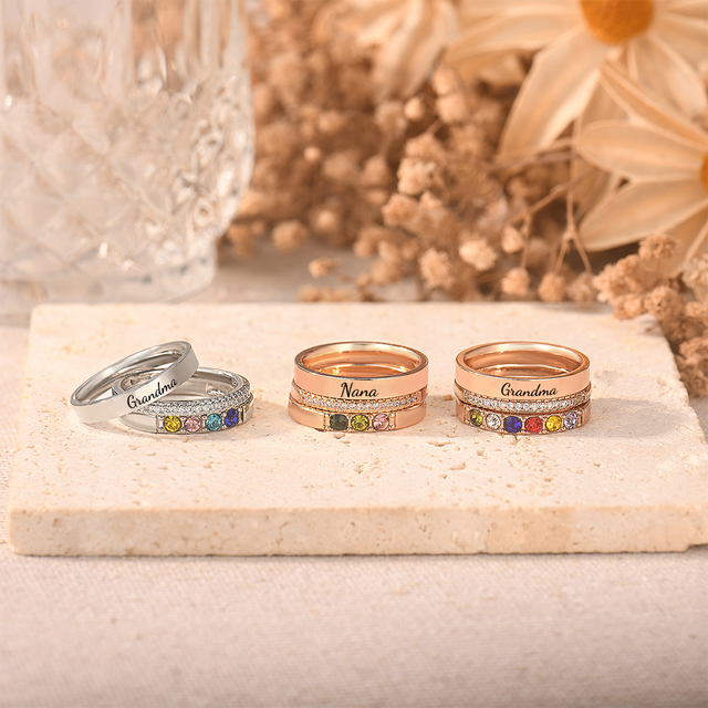 Creative shot of To Grandma, Love Grandkids Personalized Birthstones Ring