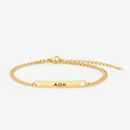 gold Custom Message Chain Bracelet on white background