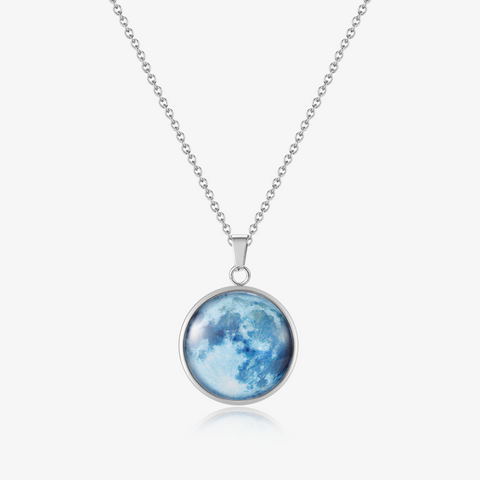 Custom Moon Phase Necklace on white background