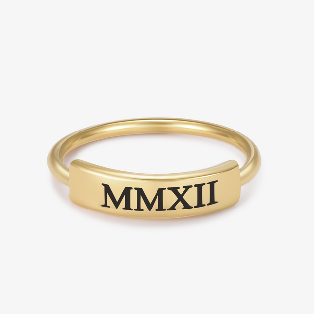 Dainty Bar Ring in gold on a white background