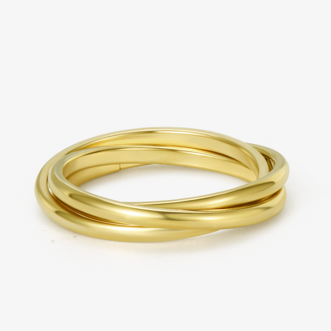 gold Dainty Interlocking Fidget Ring on white background