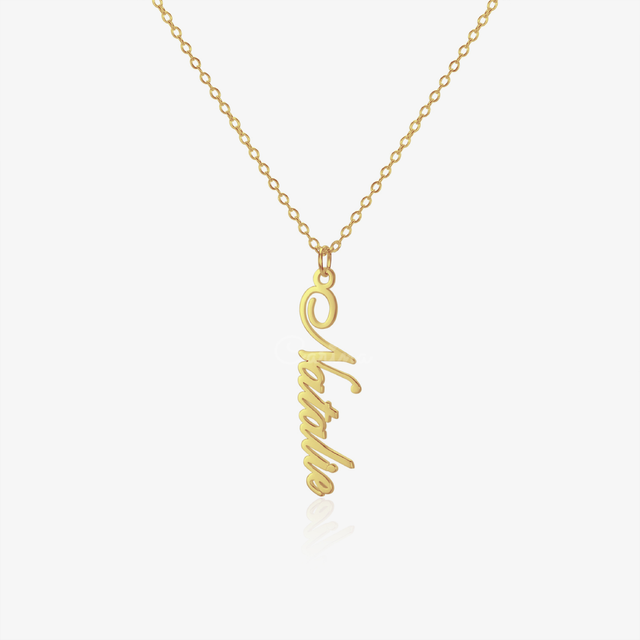 Gold variant of Classic Vertical Name Necklace