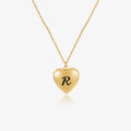 gold Initial Heart Locket Necklace