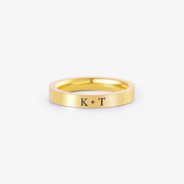 gold Personalized Initials Couple Ring for women on white background