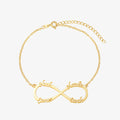 gold Infinity Name Bracelet on white background