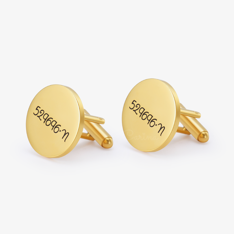 gold Personalized Message Cuff Link on white background