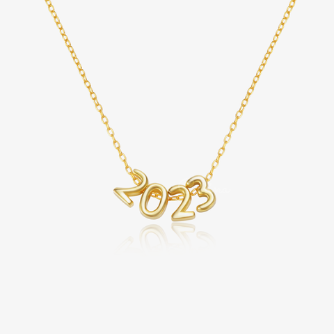 Gold colored Personalized Number Charm Necklace