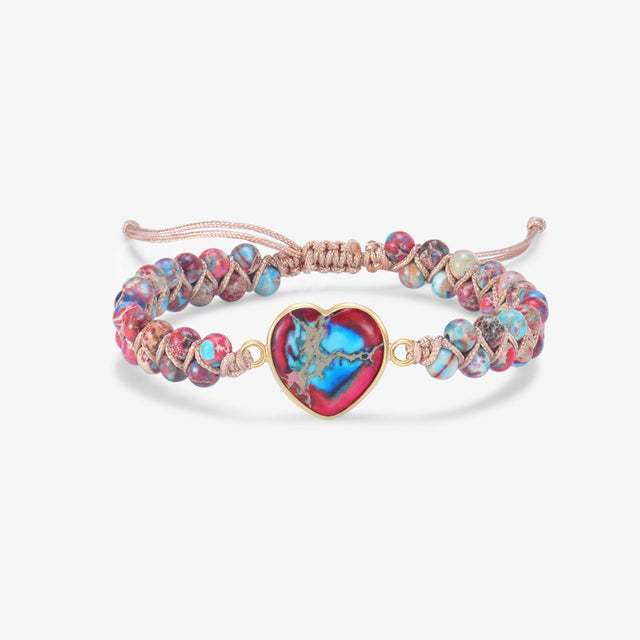 To My Daughter-In-Law, I Will Forever Love You Jasper Heart Bracelet red variant on white background