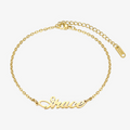 Gold Personalized Script Name Anklet on white background