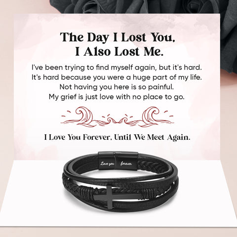 Card Creative of The Day I Lost You Leather Cross Bracelet