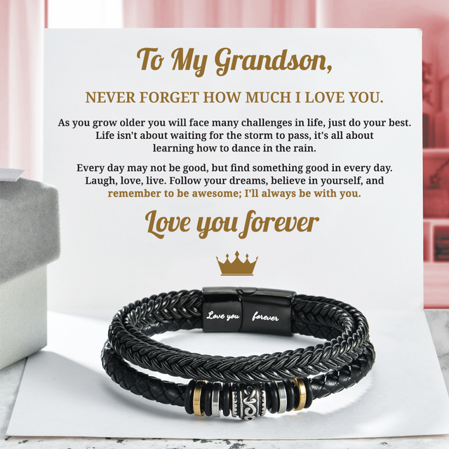 To My Grandson, Love You Forever Bracelet Message Card