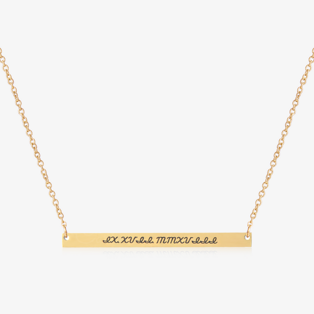 gold Custom Mini Bar Necklace on white background