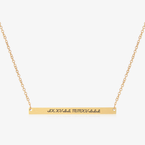 gold Custom Mini Bar Necklace on white background