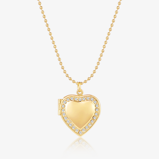 gold Dainty Heart Locket Necklace