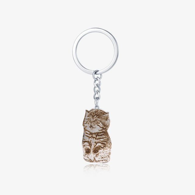 Custom Lifelike Pet Keychain on a white background